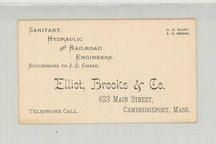 Elliot, Brooks & Co. Sanitary, Hydraulic and Railroad Engineers - Copy 3, Perkins Collection 1850 to 1900 Advertising Cards